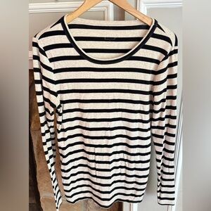 GAP Black and White Striped Long Sleeve Top